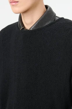 Black Crochet Stripe