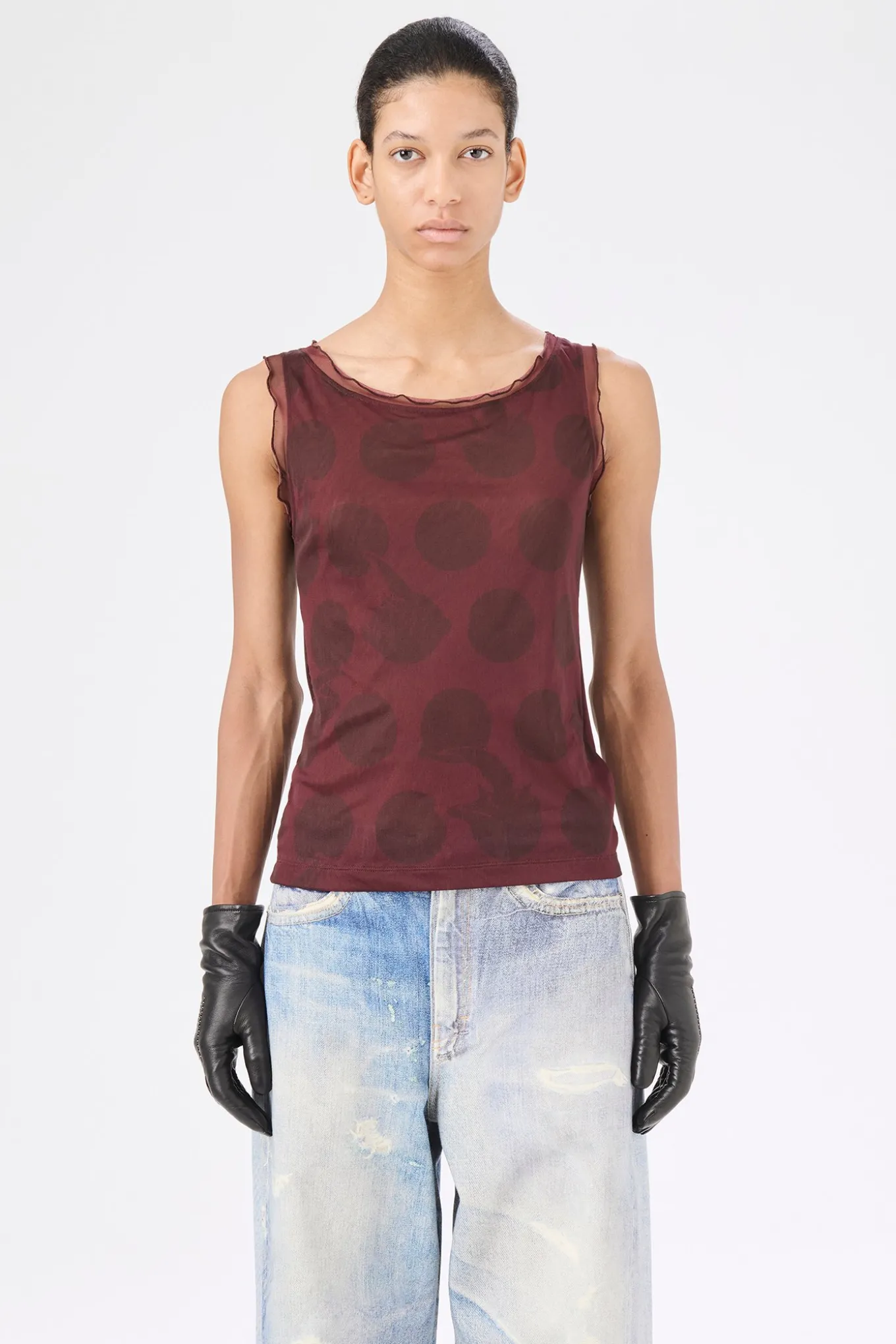 Dotted Pink Print Mesh