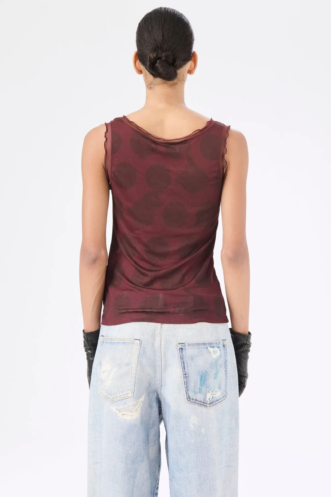 Dotted Pink Print Mesh