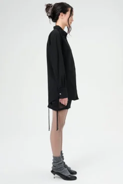 French Black Liquid Poplin