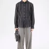 Noir Stripe Sheer Cotton Silk