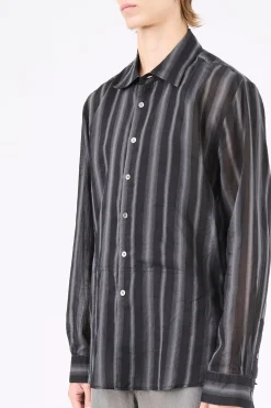 Noir Stripe Sheer Cotton Silk