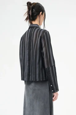 Noir Stripe Sheer Cotton Silk