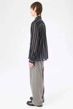 Noir Stripe Sheer Cotton Silk