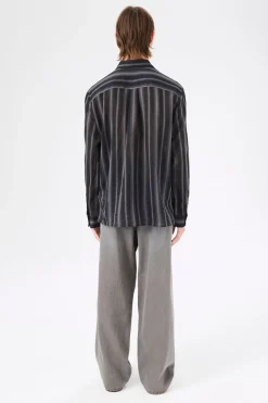Noir Stripe Sheer Cotton Silk