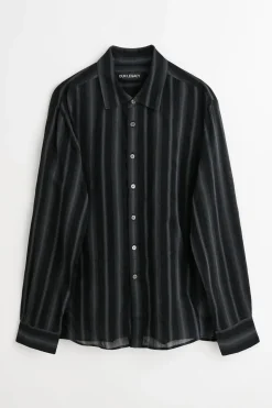 Noir Stripe Sheer Cotton Silk