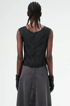 Noir Stripe Sheer Viscose Silk
