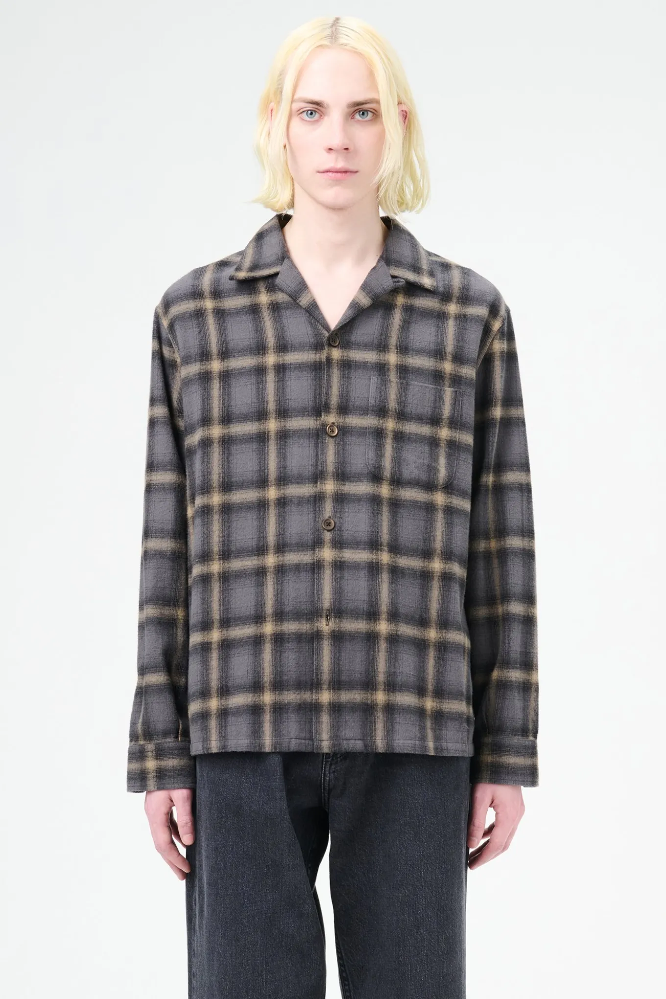 Oyster Check Hairy Flannel
