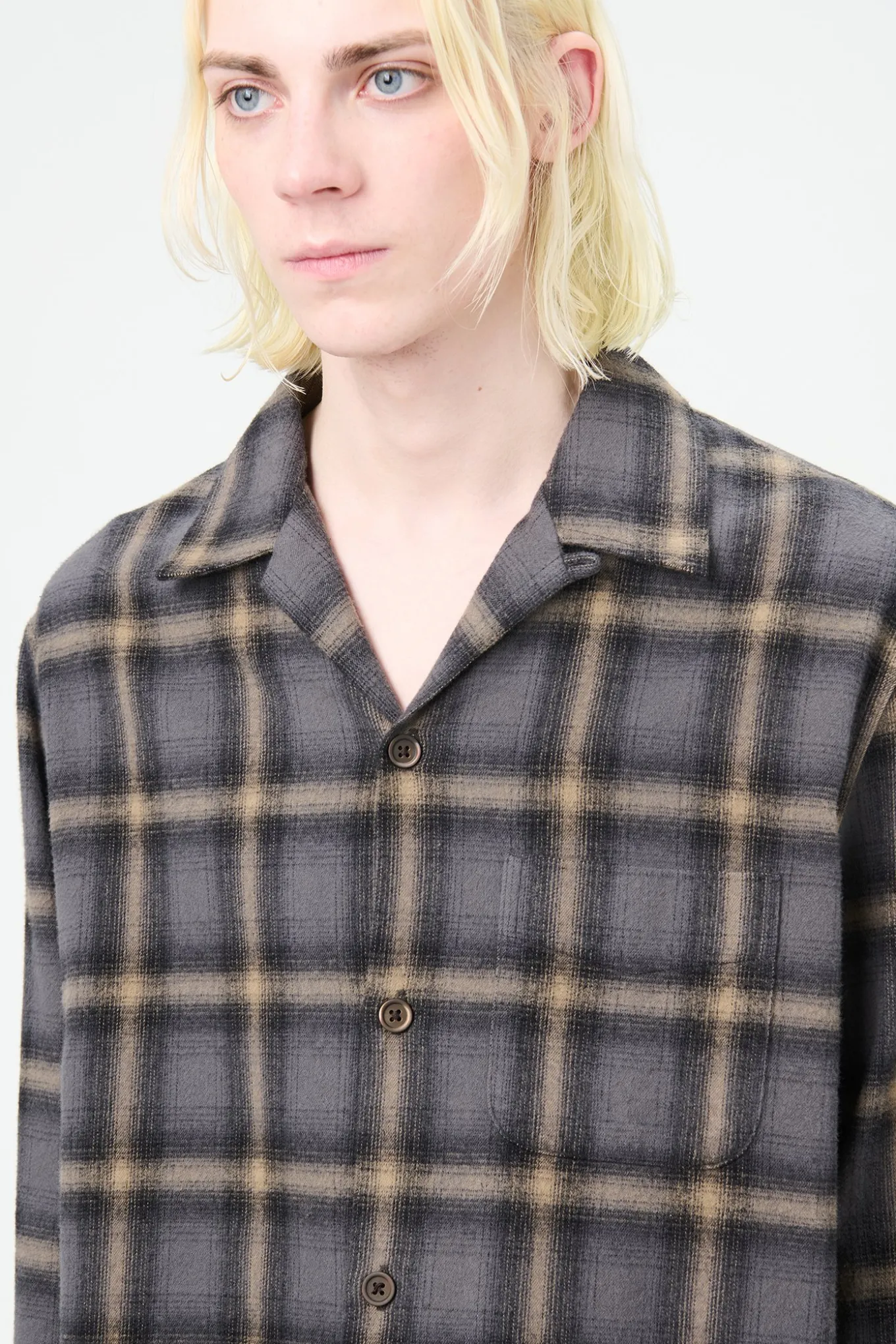 Oyster Check Hairy Flannel