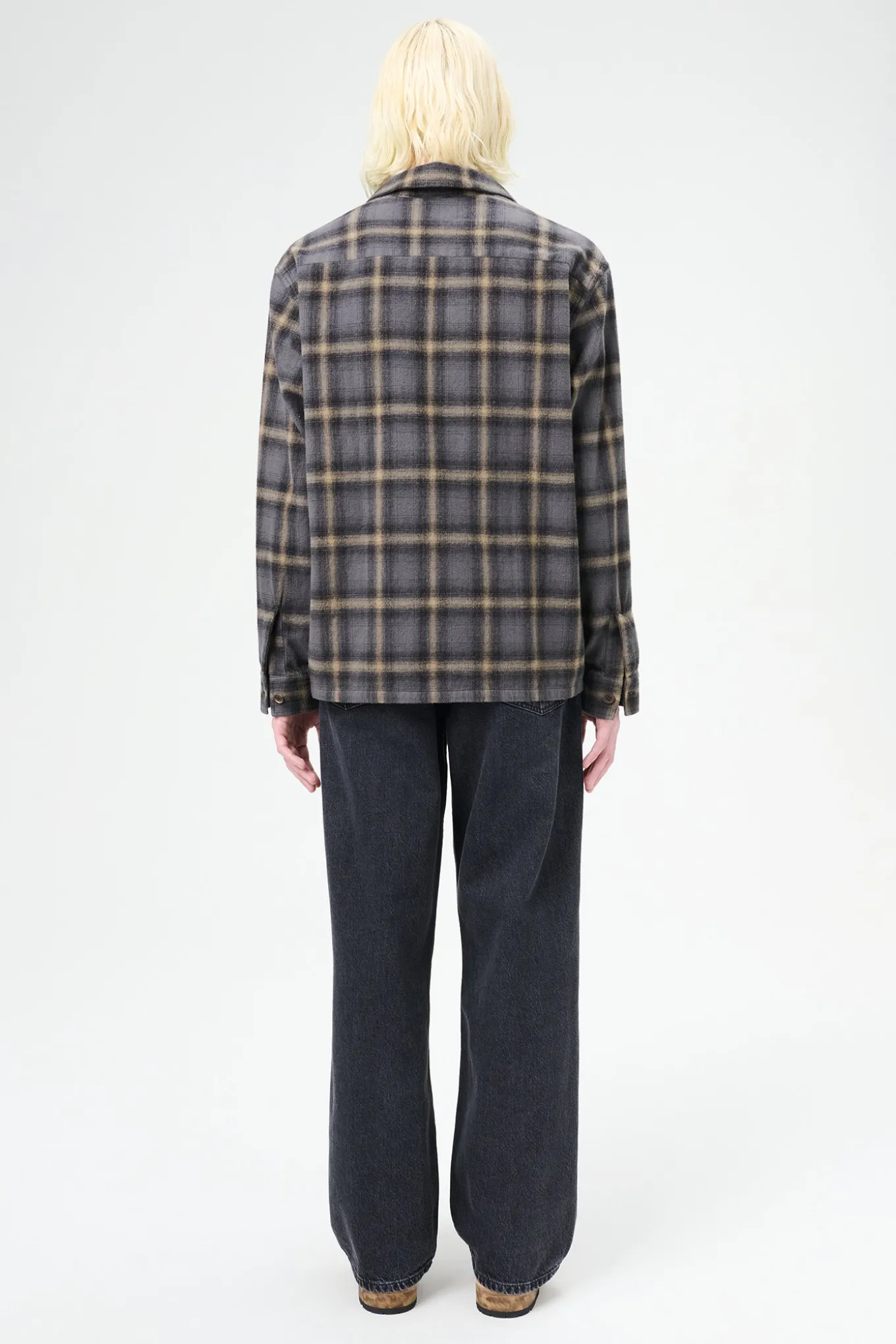 Oyster Check Hairy Flannel